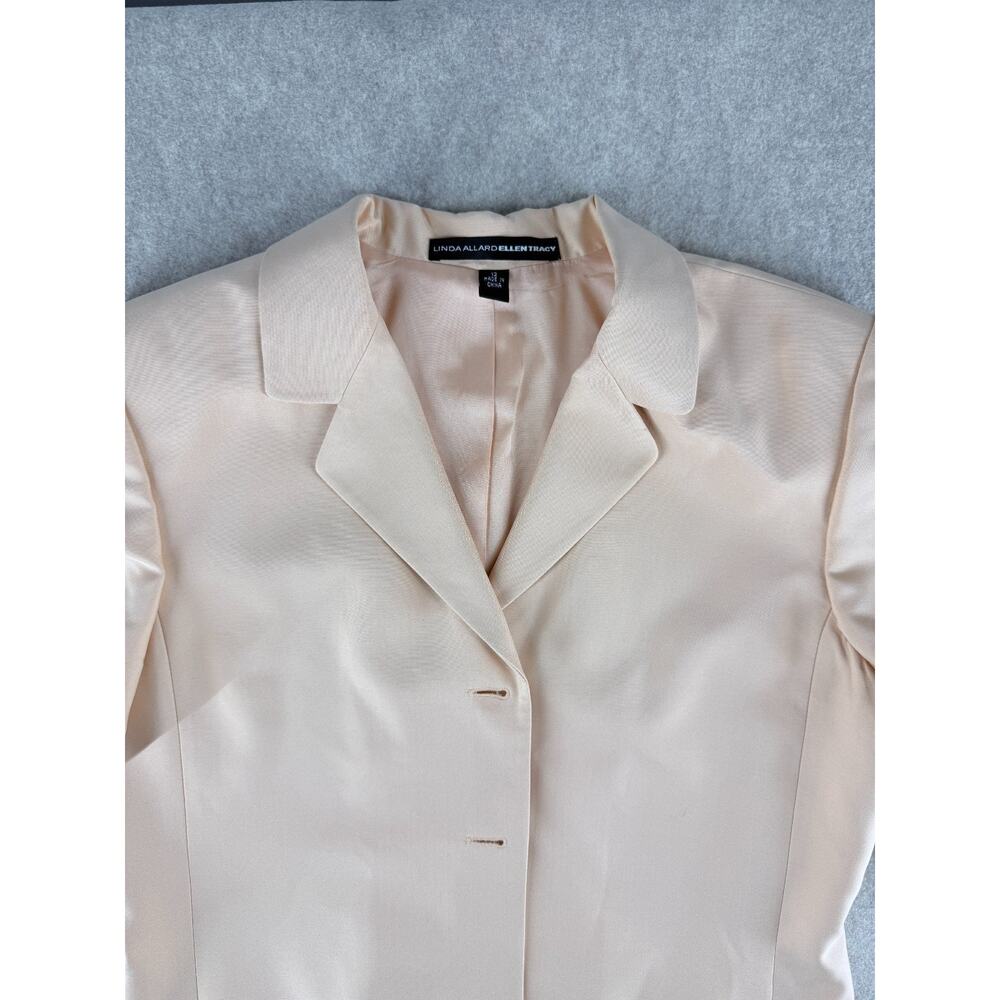 Vintage Linda Allard for Ellen Tracy Champagne Colored Satin Suit Sz 12 - Picture 3 of 12